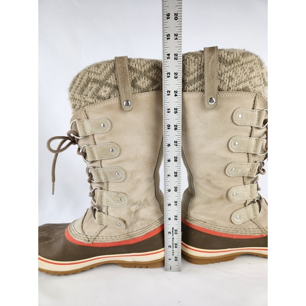 Sorel Joan Of Arctic Leather Boots Women SZ 10 Waterproof Thick Knit Snow Winter - Picture 7 of 16